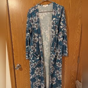 LulaRoe Sarah, Large, Teal-Navy-White